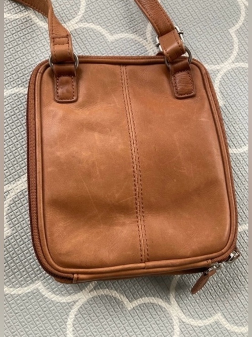 Fossil Brown Leather Messenger Crossbody Multiple Compartments Compact - Picture 5 of 6
